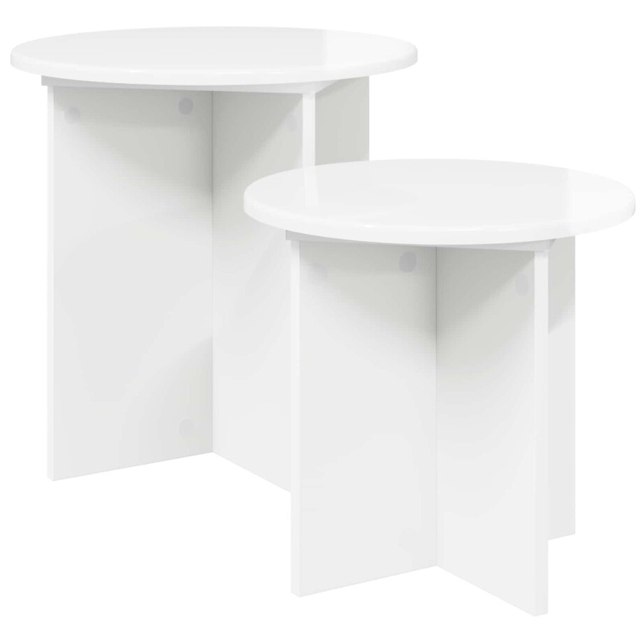 vidaXL Bijzettafelset 2 pcs Hoogglans Wit Geconstrueerd hout vidaXL Bijzettafelset 2 pcs Hoogglans Wit Geconstrueerd hout afbeelding 1
