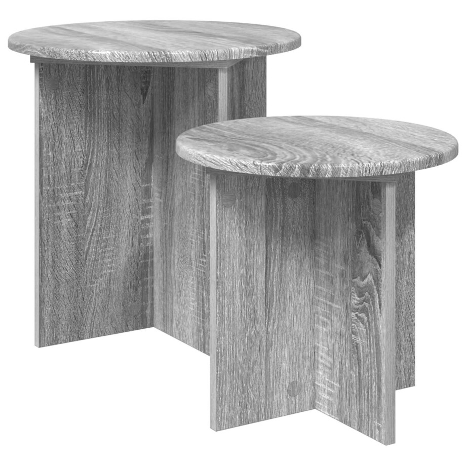 vidaXL Bijzettafelset met opslag 2 pcs Grijs sonoma Geconstrueerd hout afbeelding 1