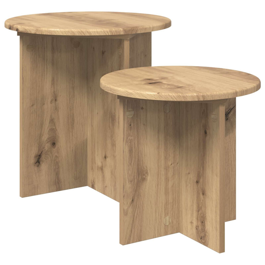vidaXL Bijzettafelset 2 pcs Artisanaal eiken Geconstrueerd hout afbeelding 1