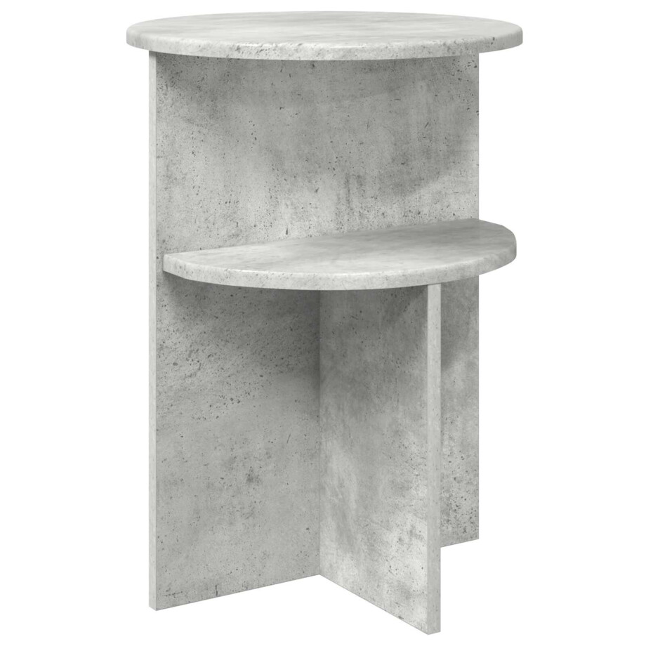 vidaXL Bijzettafel met opslag Betongrijs Ø 39,5 x 55 cm Bewerkt hout afbeelding 1