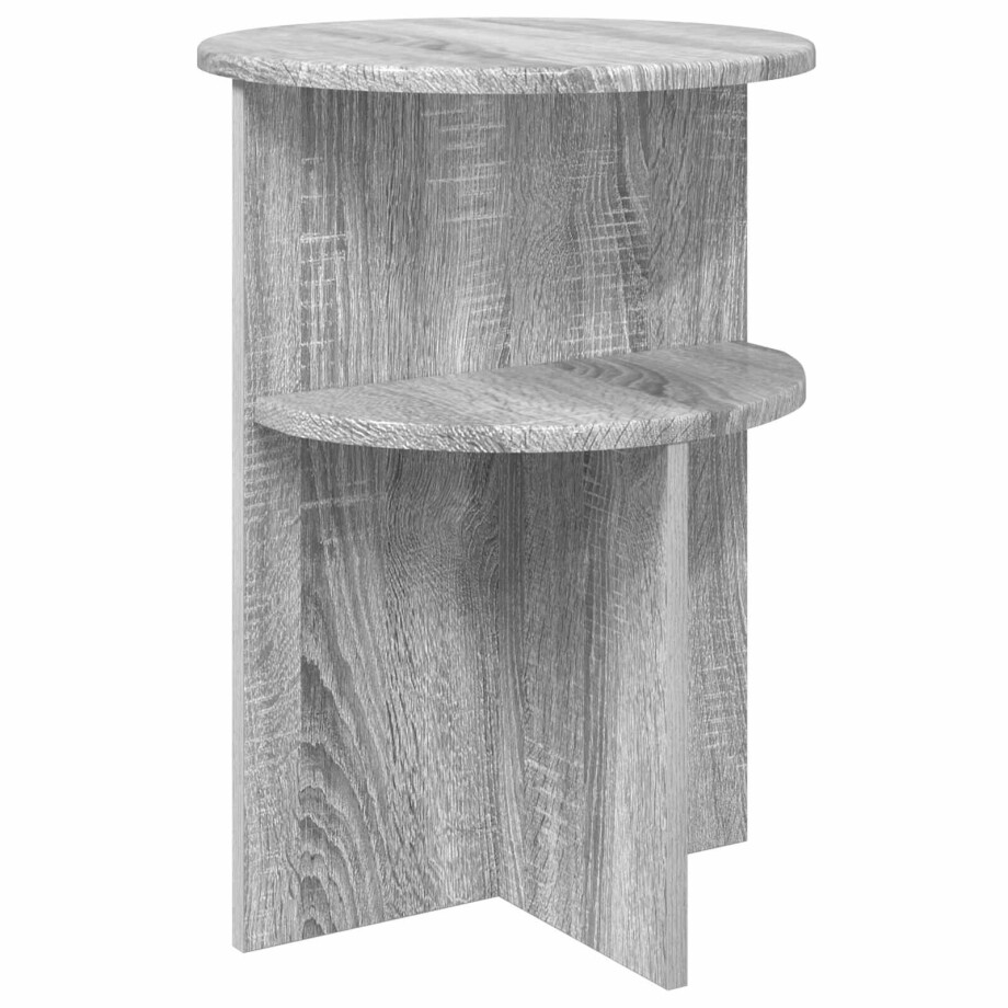 vidaXL Bijzettafel met opslag Grijs sonoma Ø 39,5 x 55 cm Bewerkt hout afbeelding 1