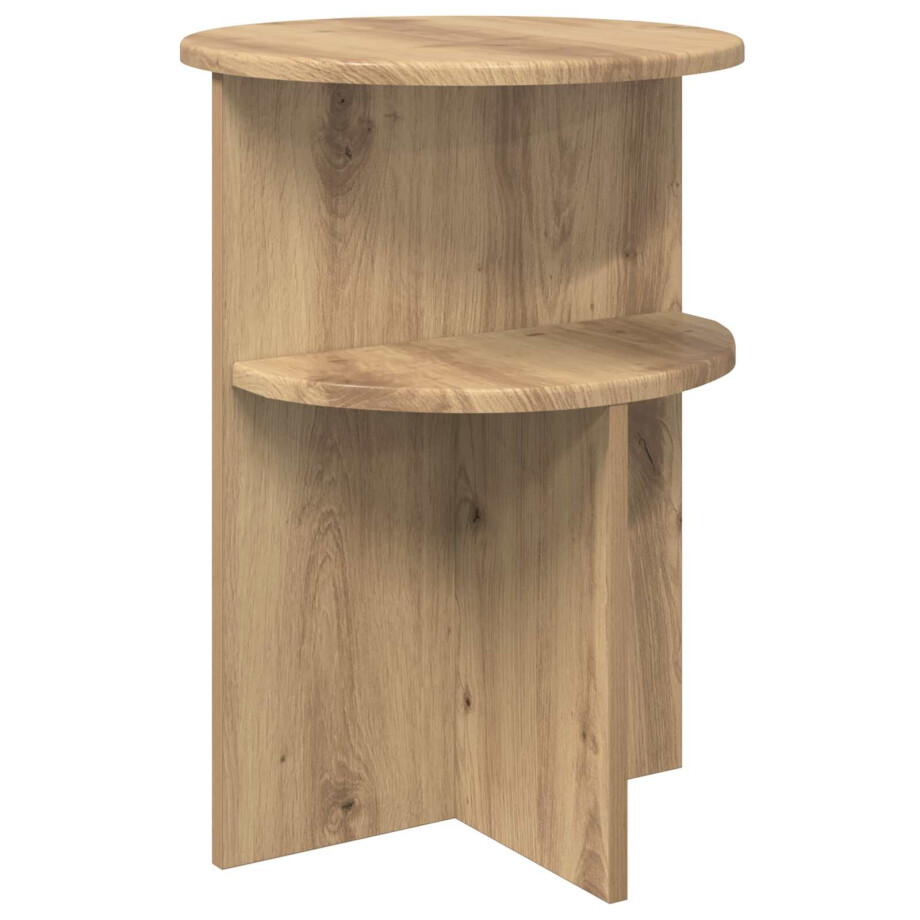 vidaXL Bijzettafel Artisanaal eiken Ø 39,5 x 55 cm Bewerkt hout afbeelding 1