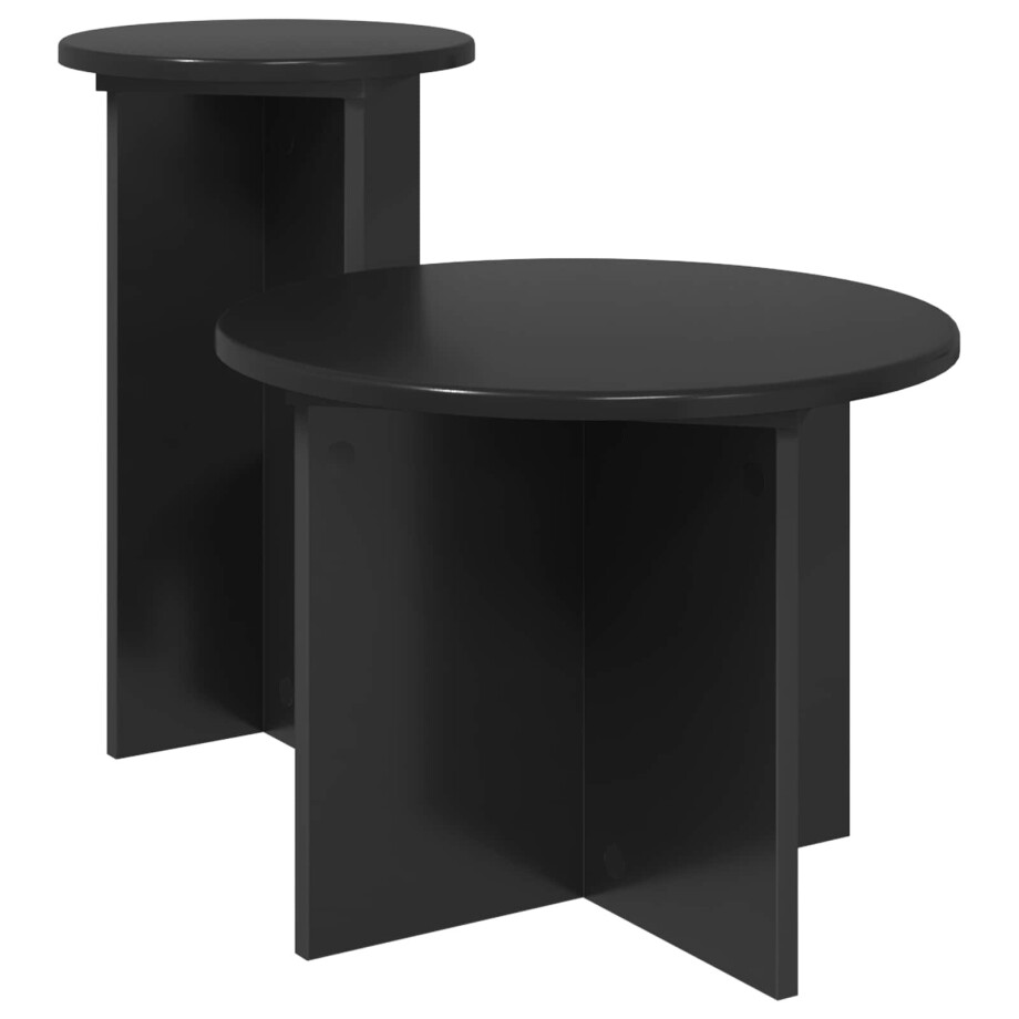 vidaXL Bijzettafelset met opslag 2 pcs Zwart eiken Bewerkt hout afbeelding 1