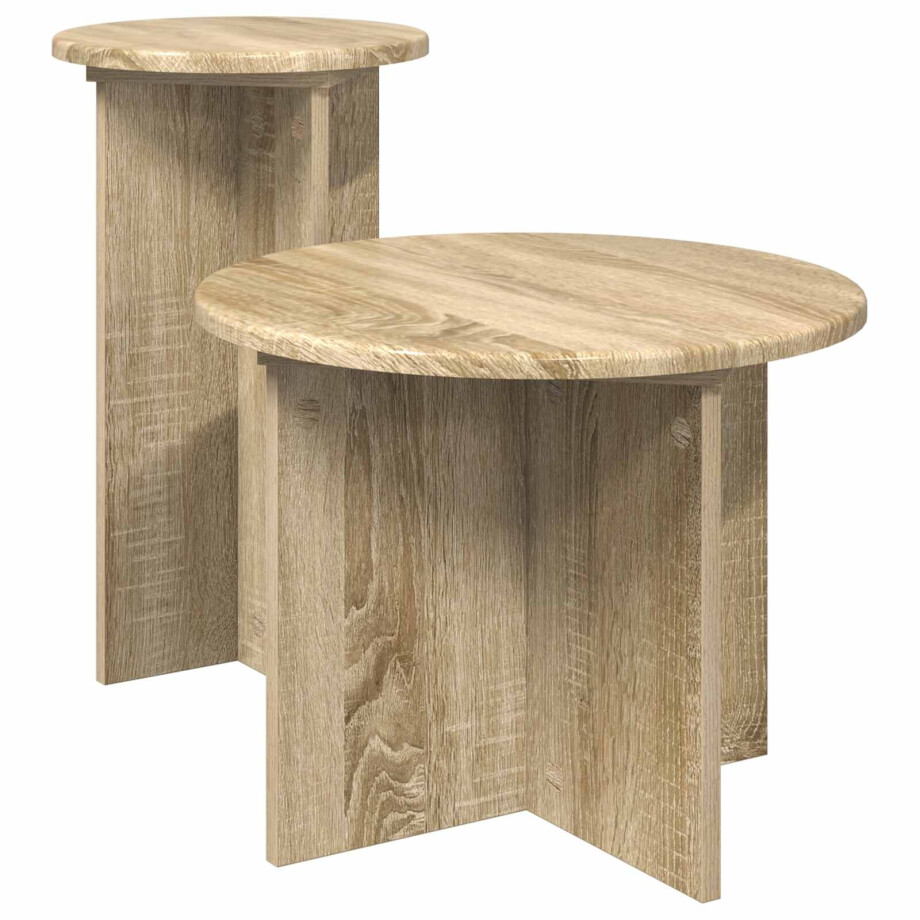 vidaXL Bijzettafelset met opslag 2 pcs Sonoma Eiken Bewerkt hout afbeelding 1