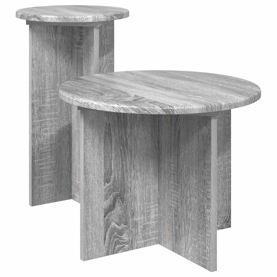 vidaXL Bijzettafelset met opslag 2 pcs Grijs sonoma Bewerkt hout afbeelding 1