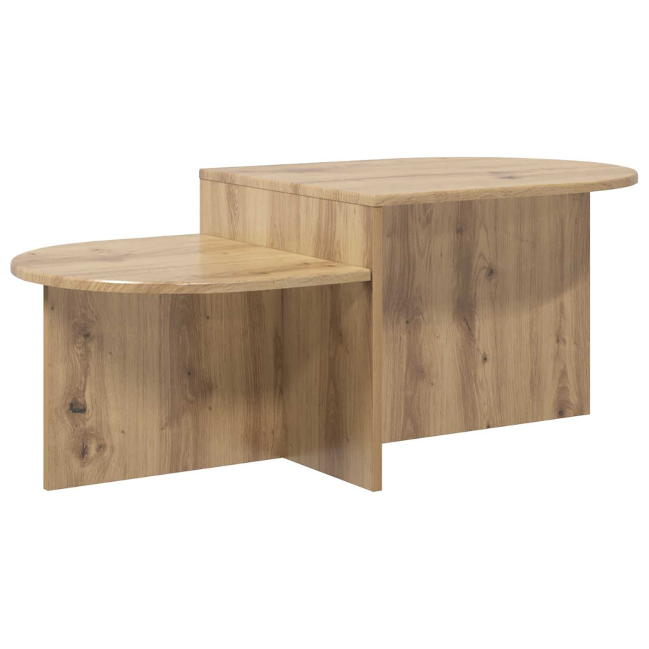 vidaXL Salontafel Artisanaal eiken 100 x 50 x 40 cm Bewerkt hout afbeelding 1