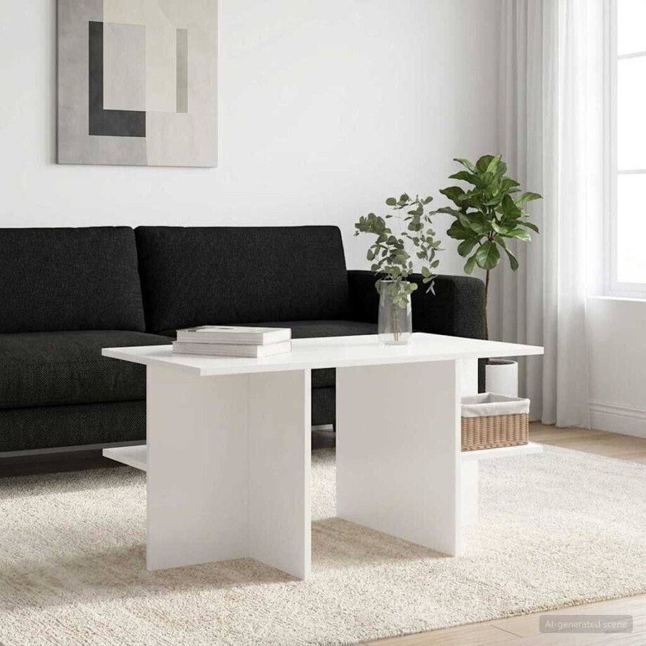 vidaXL Salontafel Wit 87 x 50 x 45 cm Geconstrueerd hout vidaXL Salontafel Wit 87 x 50 x 45 cm Geconstrueerd hout afbeelding 1