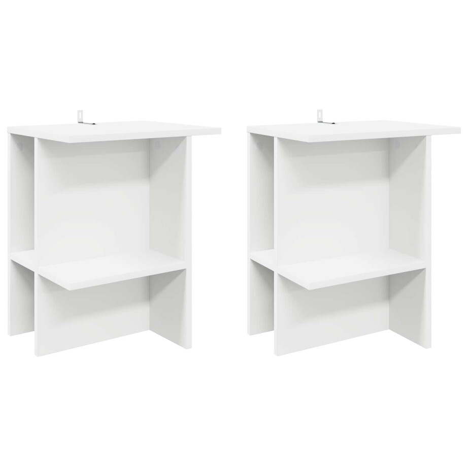 vidaXL Salontafel 2 pcs Wit 40 x 30 x 49 cm Bewerkt hout afbeelding 1