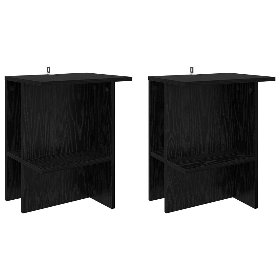 vidaXL Salontafel 2 pcs Zwart eiken 40 x 30 x 49 cm Bewerkt hout afbeelding 1