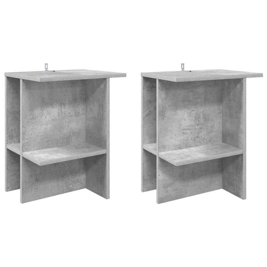 vidaXL Salontafel 2 pcs Betongrijs 40 x 30 x 49 cm Bewerkt hout afbeelding 1