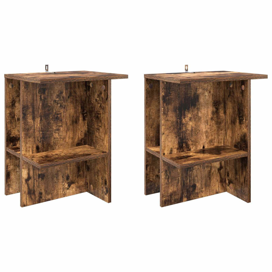 vidaXL Salontafel 2 pcs Gerookt eiken 40 x 30 x 49 cm Bewerkt hout afbeelding 1
