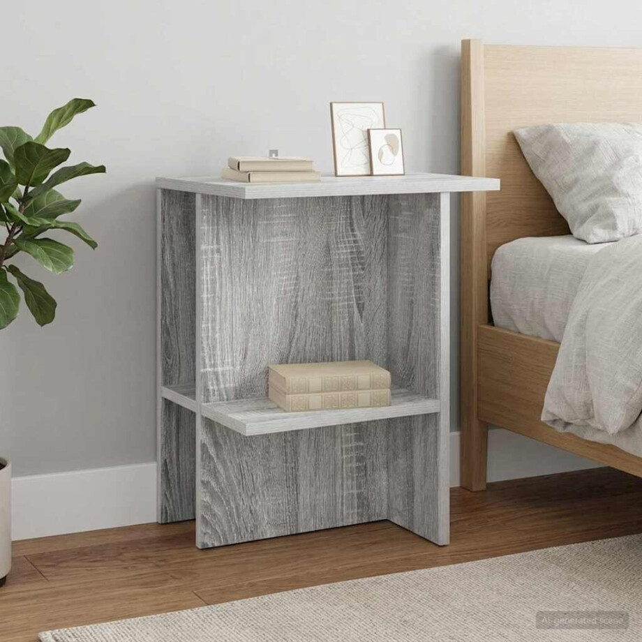 vidaXL Salontafel Grijs sonoma 40 x 30 x 49 cm Bewerkt hout afbeelding 1