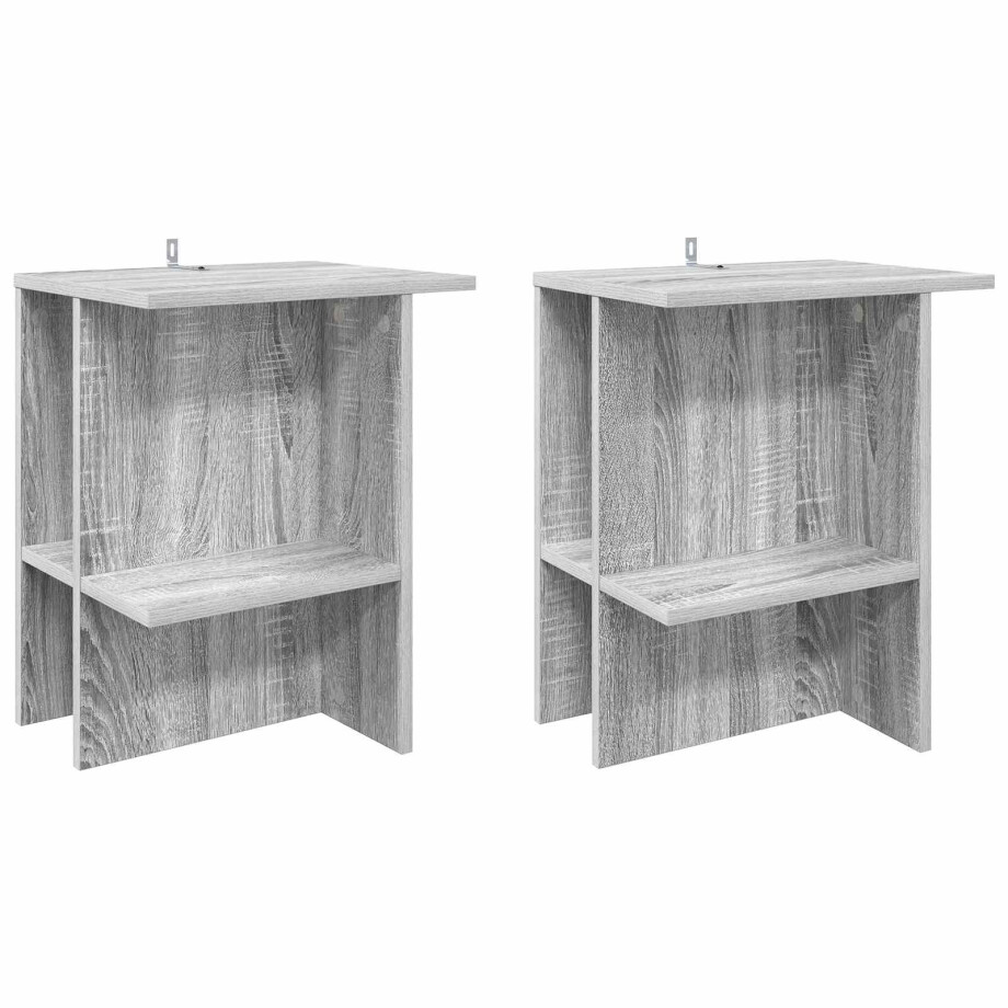 vidaXL Salontafel 2 pcs Grijs sonoma 40 x 30 x 49 cm Bewerkt hout afbeelding 1