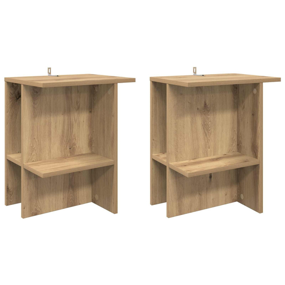 vidaXL Salontafel 2 pcs Artisanaal eiken 40 x 30 x 49 cm Bewerkt hout afbeelding 1