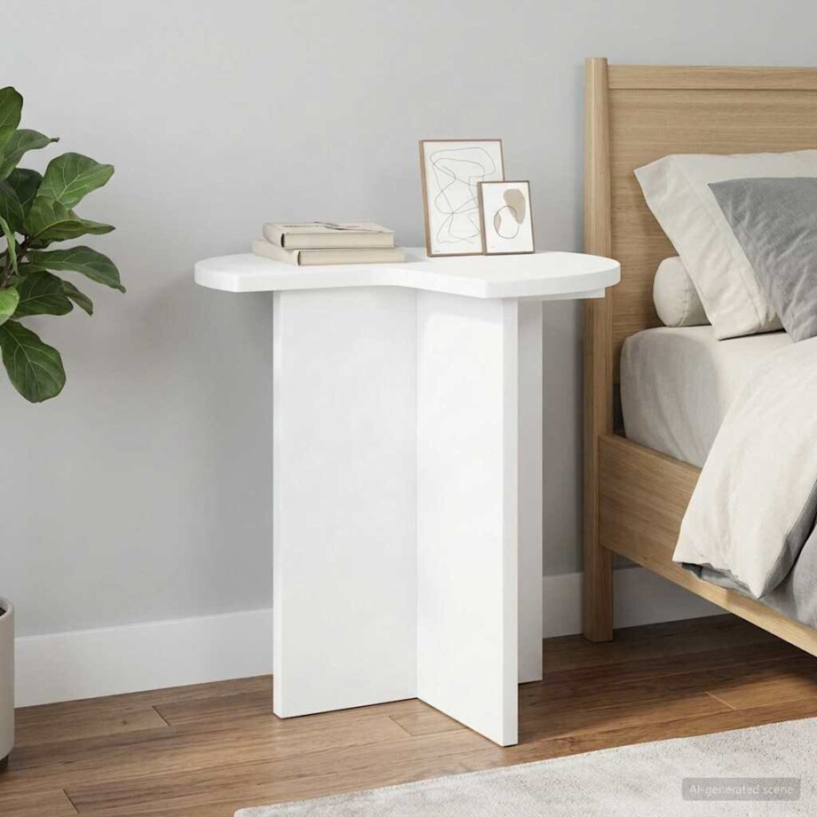 vidaXL Bijzettafel met opslag Wit Ø 39 x 38 cm Bewerkt hout afbeelding 1