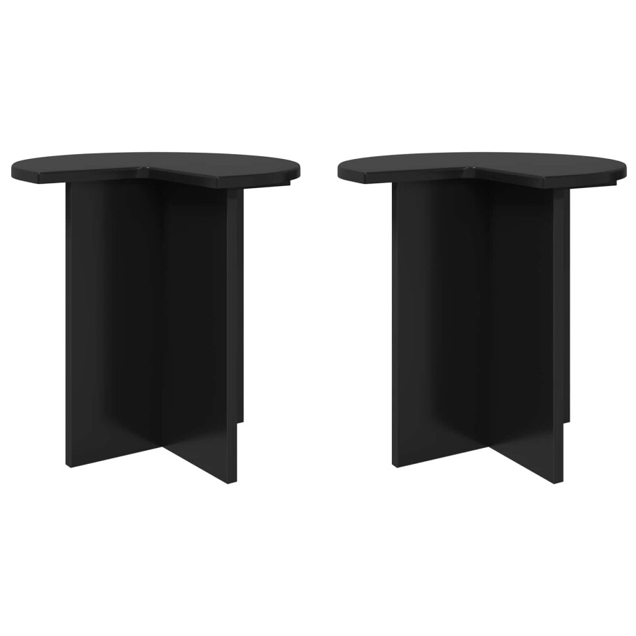 vidaXL Bijzettafel 2 pcs Zwart eiken Ø 39 x 38 cm Bewerkt hout vidaXL Bijzettafel 2 pcs Zwart eiken Ø 39 x 38 cm Bewerkt hout afbeelding 1