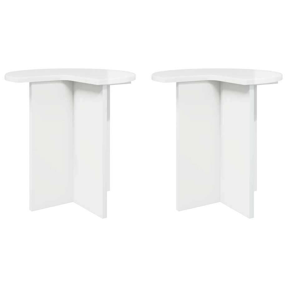 vidaXL Bijzettafel 2 pcs Hoogglans Wit Ø 39 x 38 cm Bewerkt hout afbeelding 1
