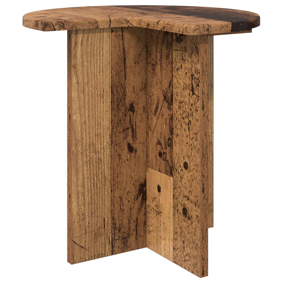 vidaXL Bijzettafel met opslag Oud hout Ø 39 x 38 cm Bewerkt hout afbeelding 1
