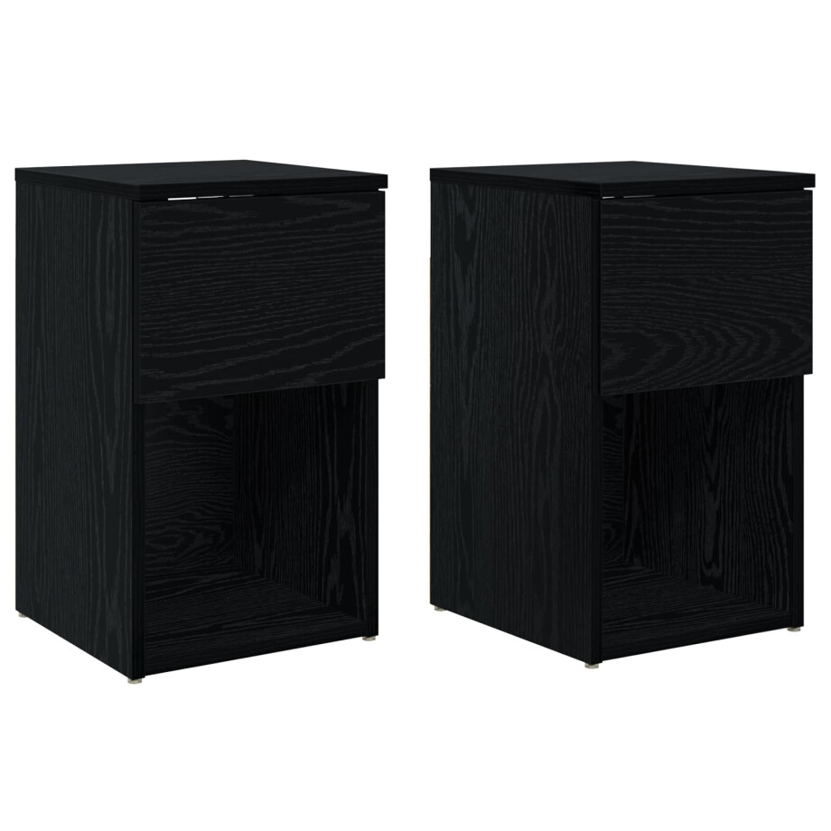 vidaXL Bed kast 2 pcs Zwart eiken 29 x 31,5 x 49 cm Bewerkt hout afbeelding 1