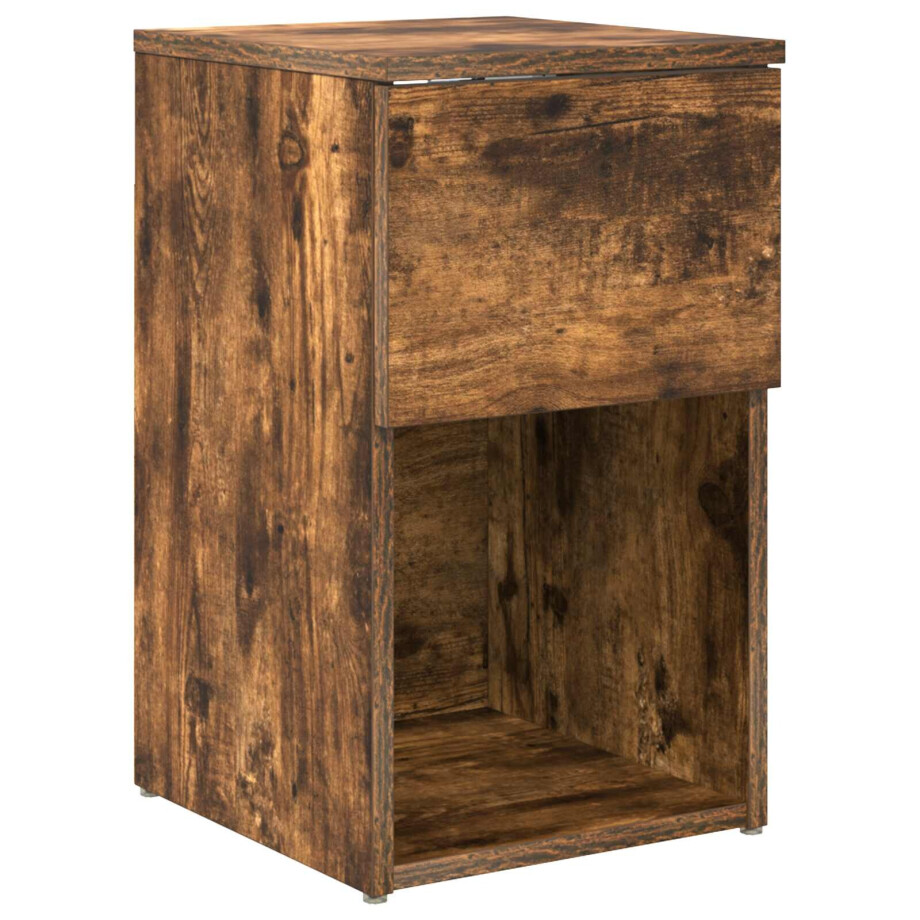vidaXL Bed kast Gerookt eiken 29 x 31,5 x 49 cm Bewerkt hout afbeelding 1