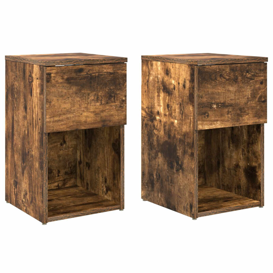 vidaXL Bed kast 2 pcs Gerookt eiken 29 x 31,5 x 49 cm Bewerkt hout afbeelding 1
