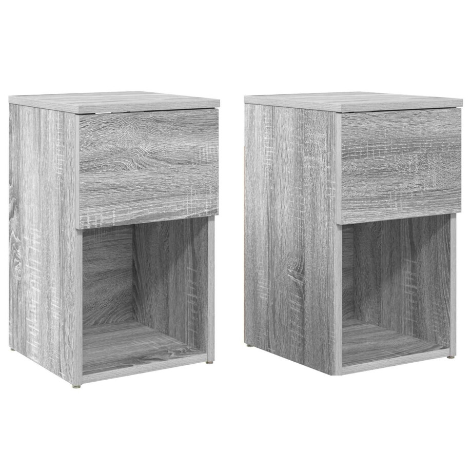 vidaXL Bed kast 2 pcs Grijs sonoma 29 x 31,5 x 49 cm Bewerkt hout afbeelding 1
