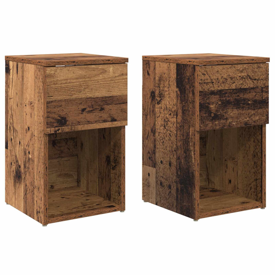 vidaXL Bed kast 2 pcs Oud hout 29 x 31,5 x 49 cm Bewerkt hout afbeelding 1