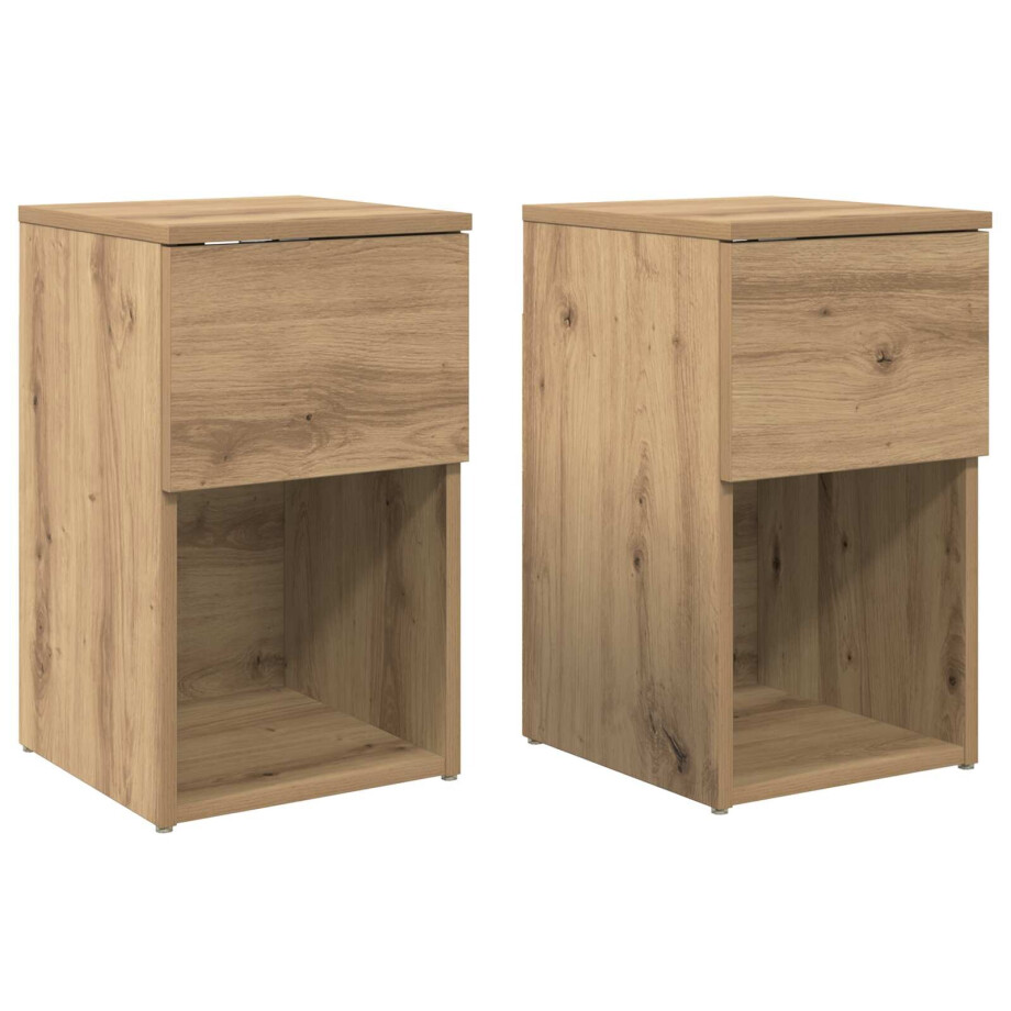 vidaXL Bed kast 2 pcs Artisanaal eiken 29 x 31,5 x 49 cm Bewerkt hout afbeelding 1