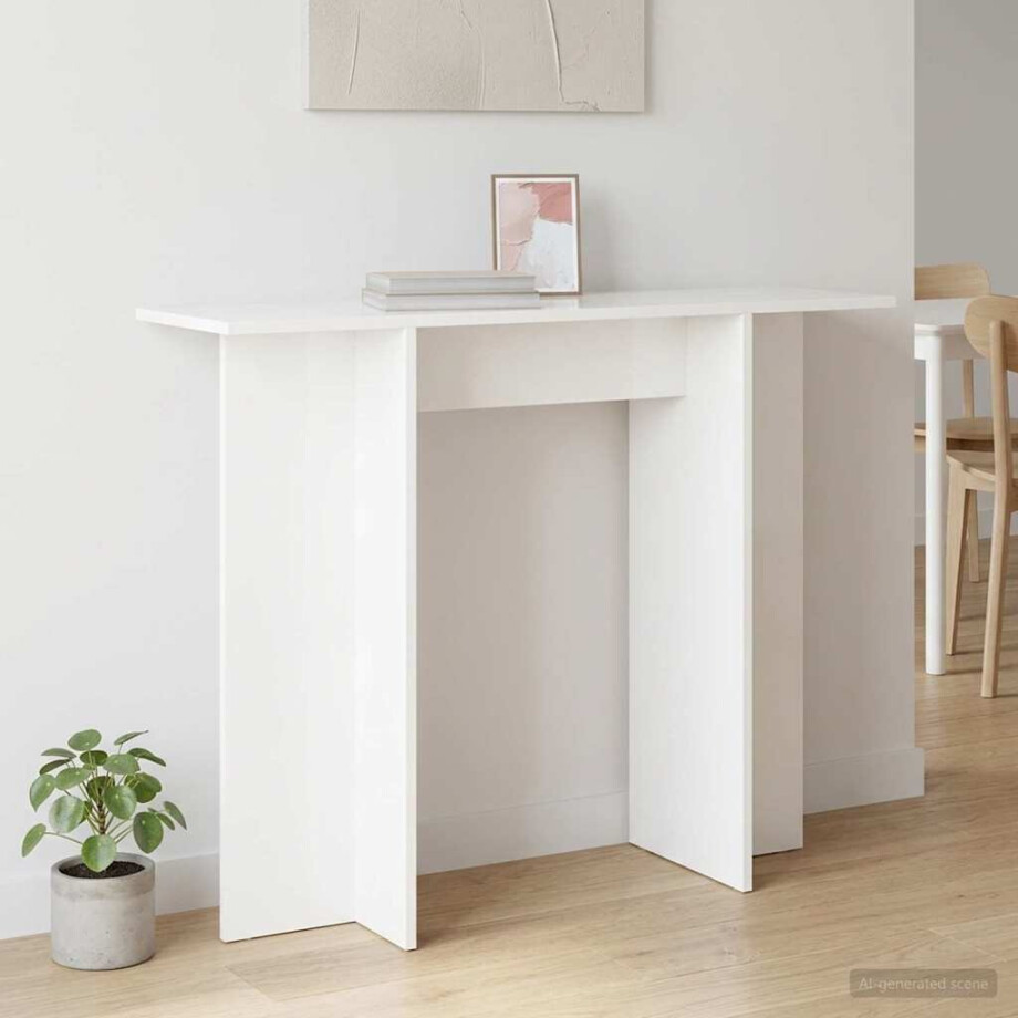 vidaXL Wandtafel Wit 100 x 30 x 75 cm Bewerkt hout afbeelding 1