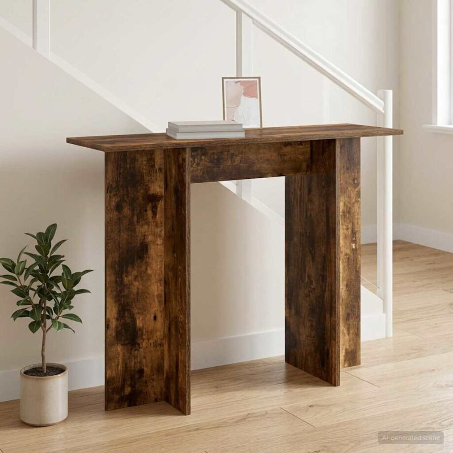 vidaXL Wandtafel Gerookte Eik 100 x 30 x 75 cm Bewerkt hout vidaXL Wandtafel Gerookte Eik 100 x 30 x 75 cm Bewerkt hout afbeelding 1
