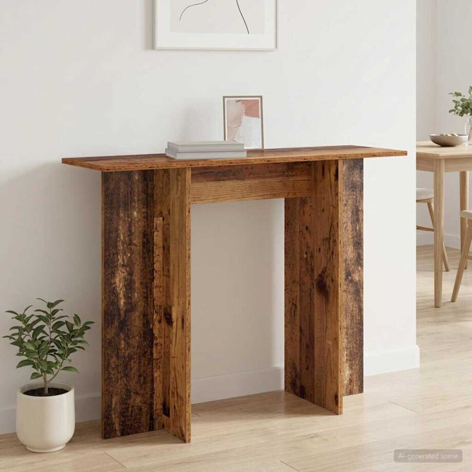 vidaXL Wandtafel Oud hout 100 x 30 x 75 cm Bewerkt hout afbeelding 1