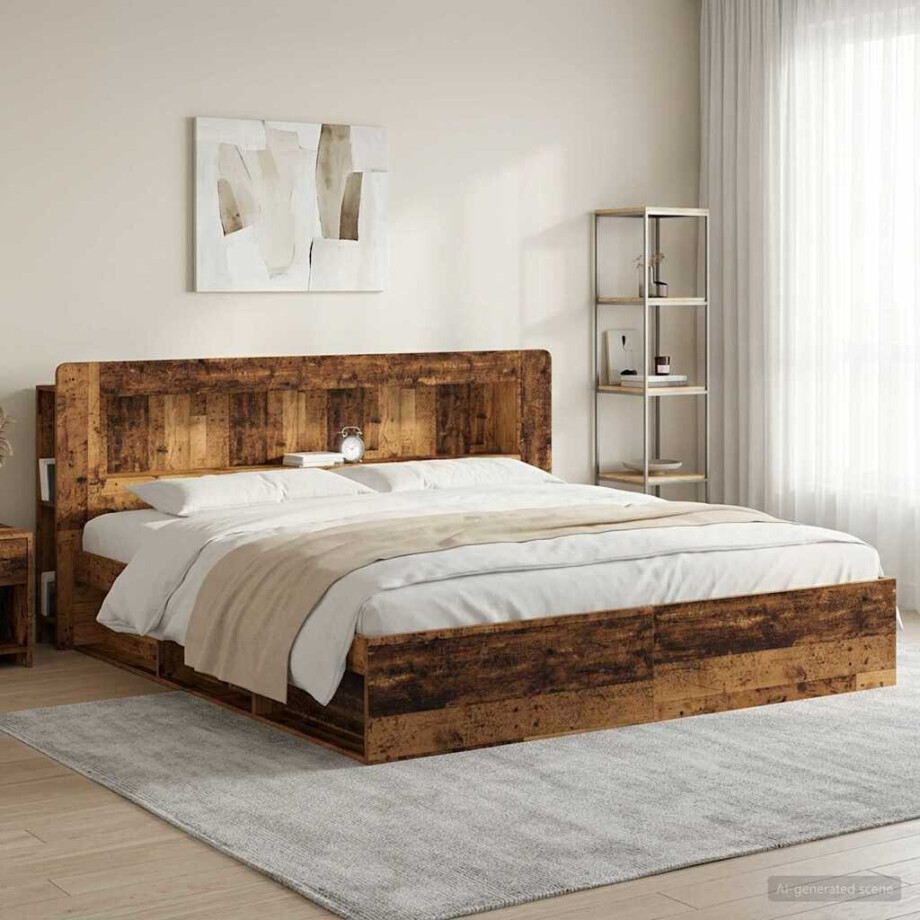 vidaXL Hoofdbordkast met opslag Oud hout Geconstrueerd hout afbeelding 1