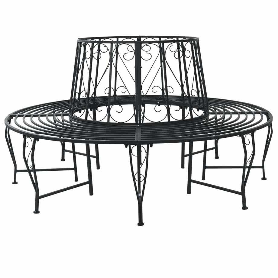 vidaXL Boom bank Ø 160 x 89 cm Staal Zwart Rond vidaXL Boom bank Ø 160 x 89 cm Staal Zwart Rond afbeelding 1