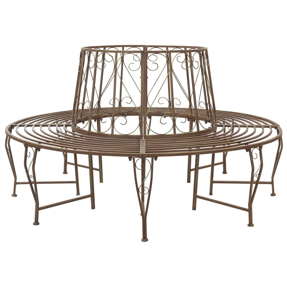 vidaXL Boom bank 8-Aantal zitplaatsen Ø 160 x 89 cm Staal Antiek Bruin vidaXL Boom bank 8-Aantal zitplaatsen Ø 160 x 89 cm Staal Antiek Bruin afbeelding 1