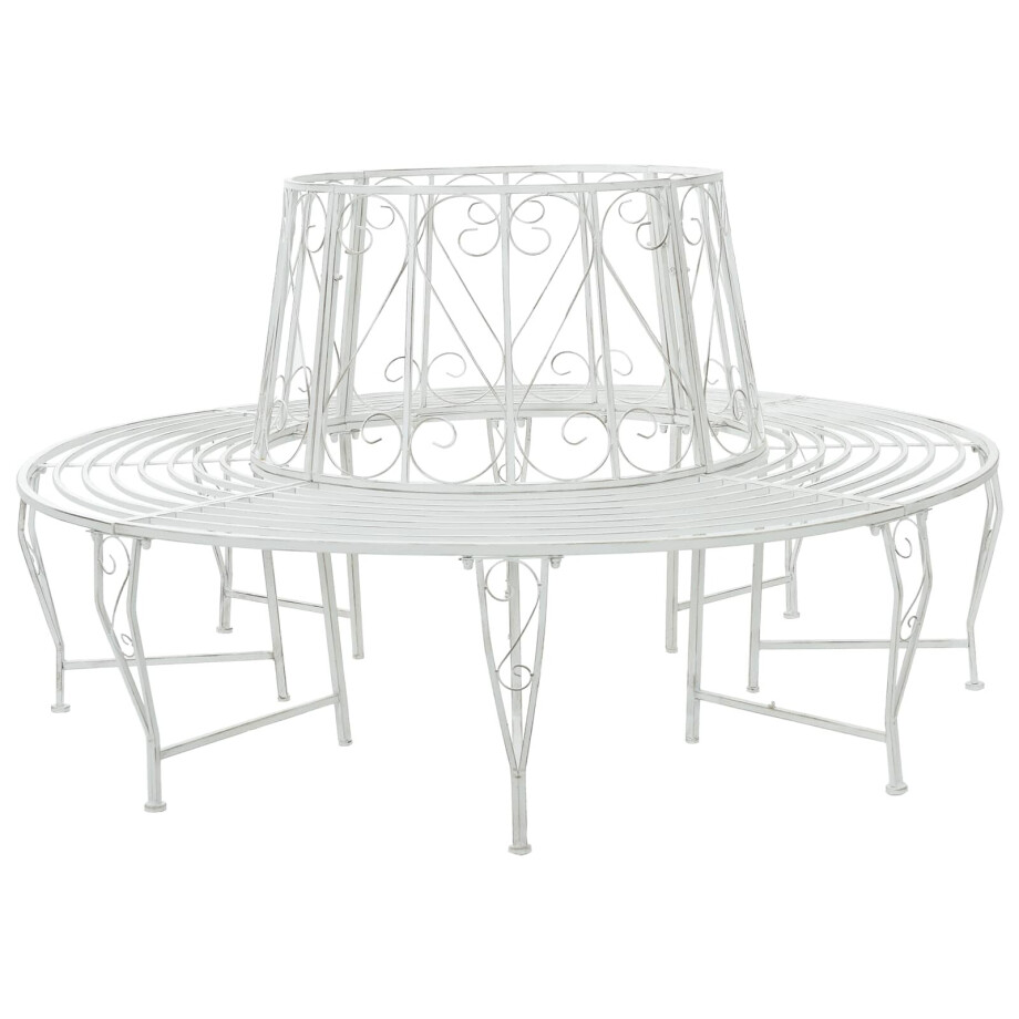 vidaXL Boom bank 8-Aantal zitplaatsen Ø 160 x 89 cm Staal Antiek wit afbeelding 1