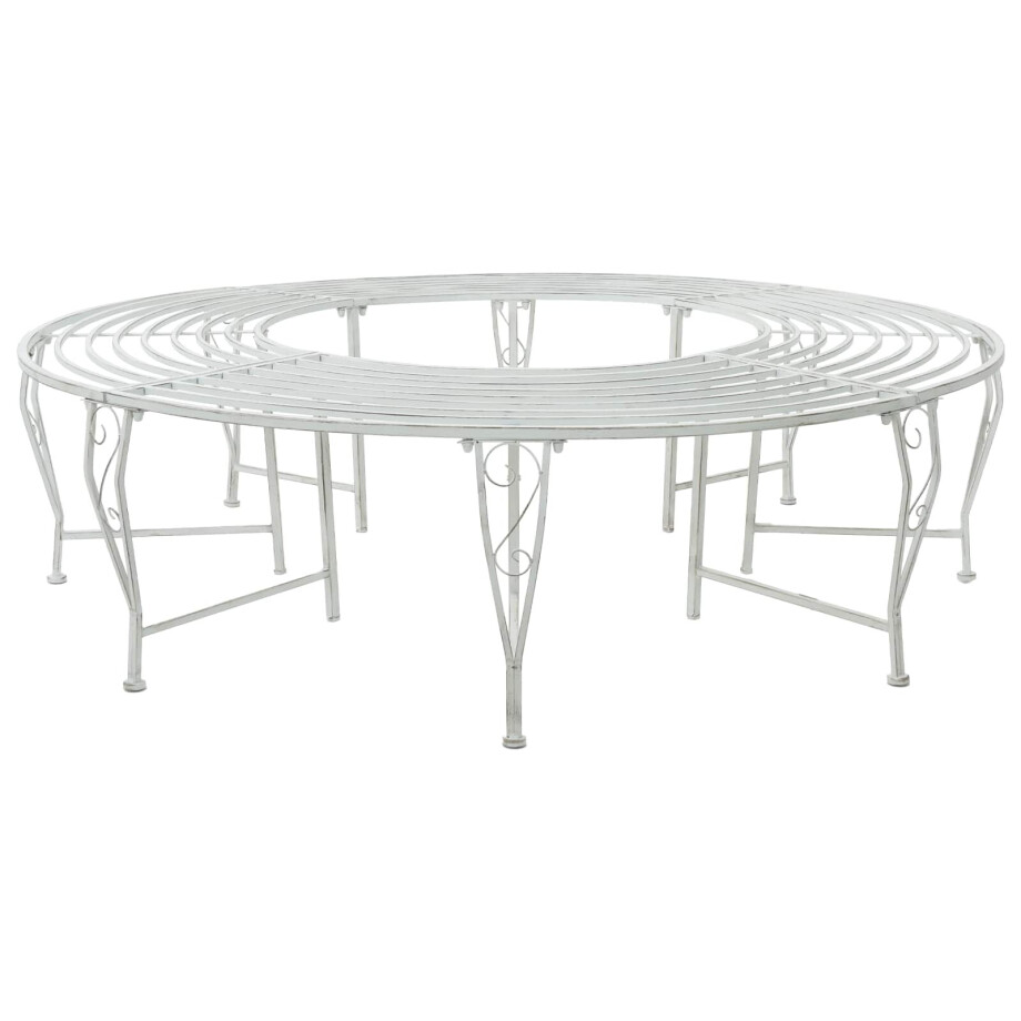 vidaXL Boom bank 8-Aantal zitplaatsen Ø 160 x 44 cm Staal Antiek wit afbeelding 1