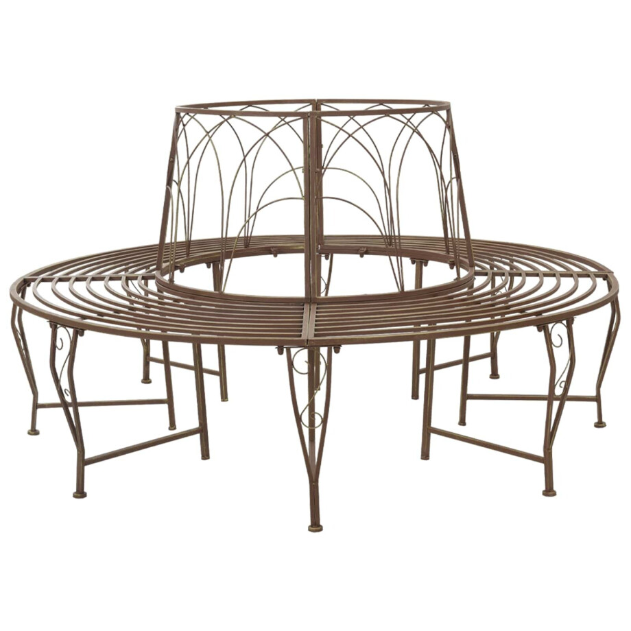 vidaXL Boom bank 8-Aantal zitplaatsen Ø 160 x 89 cm Staal Antiek Bruin vidaXL Boom bank 8-Aantal zitplaatsen Ø 160 x 89 cm Staal Antiek Bruin afbeelding 1