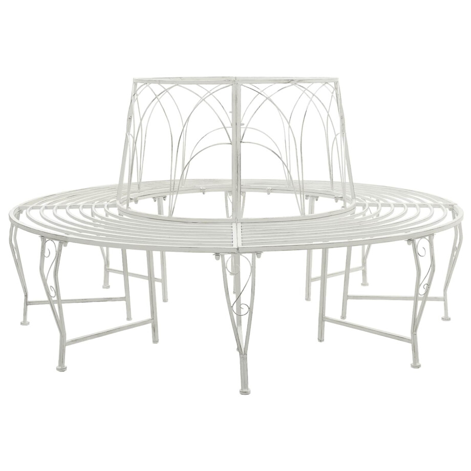 vidaXL Boom bank 8-Aantal zitplaatsen Ø 160 x 89 cm Staal Antiek wit vidaXL Boom bank 8-Aantal zitplaatsen Ø 160 x 89 cm Staal Antiek wit afbeelding 1