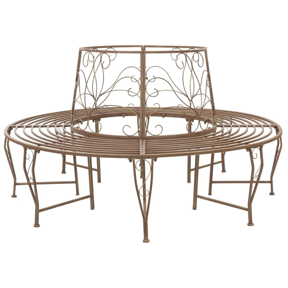 vidaXL Boom bank 8-Aantal zitplaatsen Ø 160 x 89 cm Staal Antiek Bruin vidaXL Boom bank 8-Aantal zitplaatsen Ø 160 x 89 cm Staal Antiek Bruin afbeelding 1