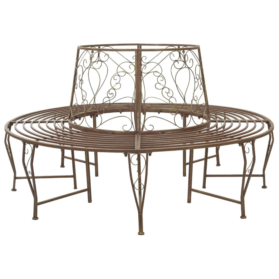 vidaXL Boom bank 8-Aantal zitplaatsen Ø 160 x 89 cm Staal Antiek Bruin vidaXL Boom bank 8-Aantal zitplaatsen Ø 160 x 89 cm Staal Antiek Bruin afbeelding 1