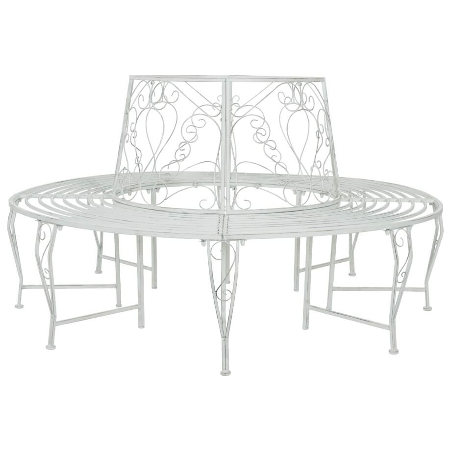 vidaXL Boom bank 8-Aantal zitplaatsen Ø 160 x 89 cm Staal Antiek wit afbeelding 1