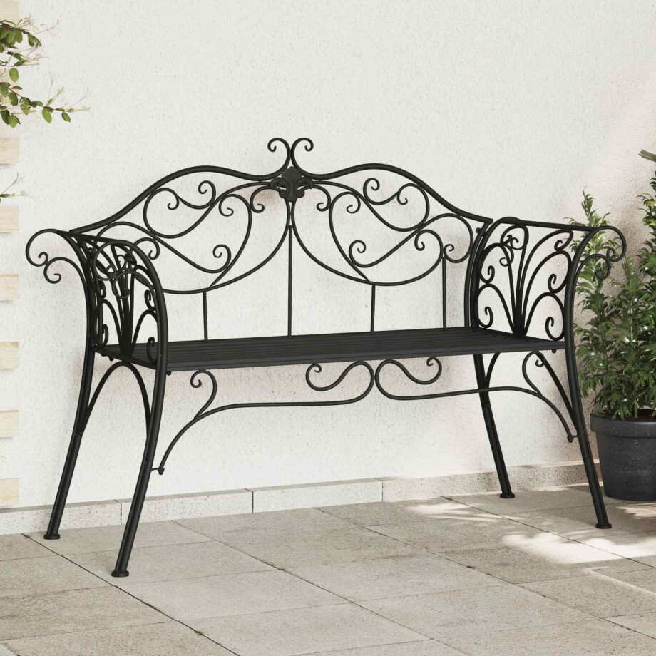 vidaXL Tuinbank 2-Aantal zitplaatsen 130 x 47 x 90 cm Staal Zwart vidaXL Tuinbank 2-Aantal zitplaatsen 130 x 47 x 90 cm Staal Zwart afbeelding 1