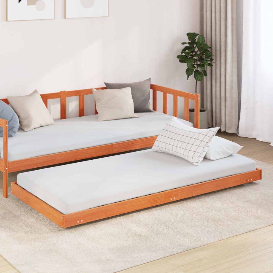 vidaXL Bedframe Wasbruin 90 x 200 cm Massief grenenhout afbeelding 1