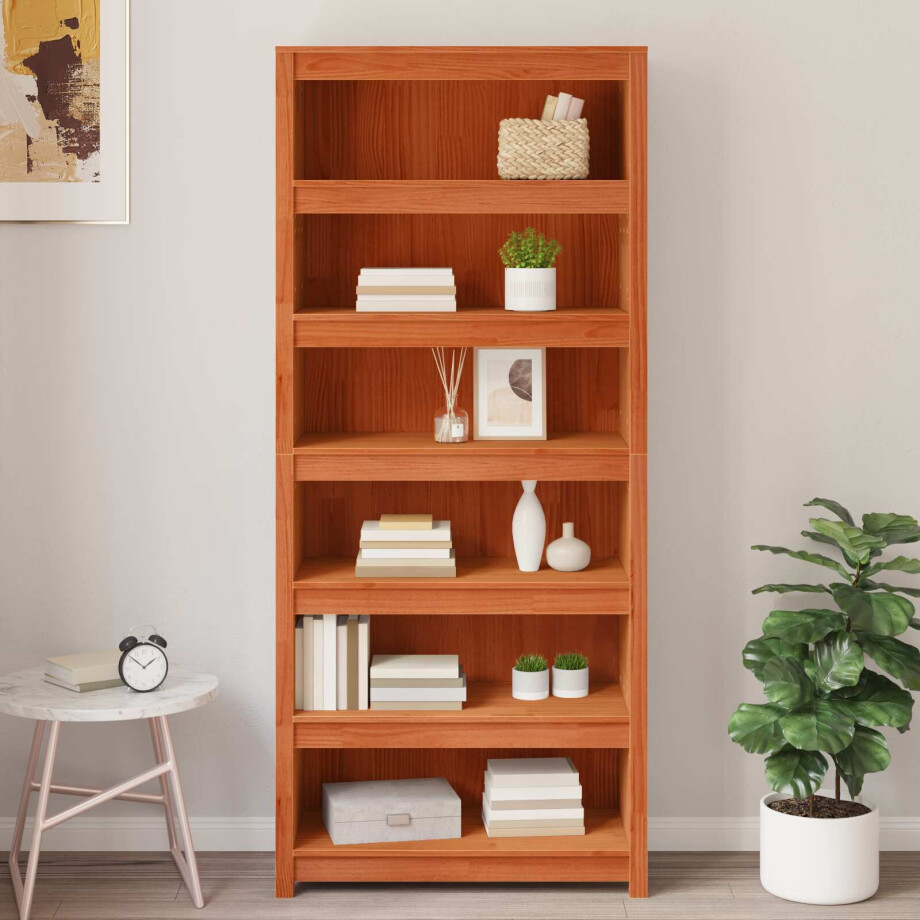 vidaXL Boekenkast Wasbruin 80 x 35 x 183 cm Massief grenenhout afbeelding 1