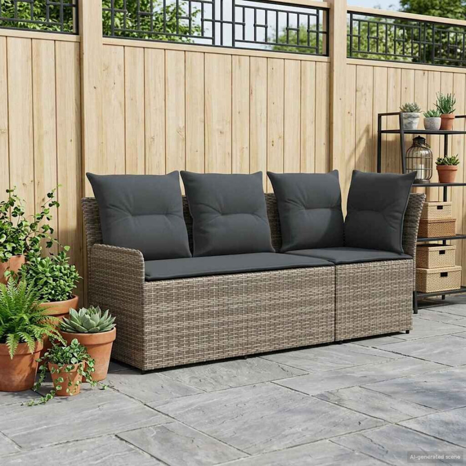 vidaXL Tuinstoel met Armleuning en Hoekbank 2 Stuk PE Rattan afbeelding 1