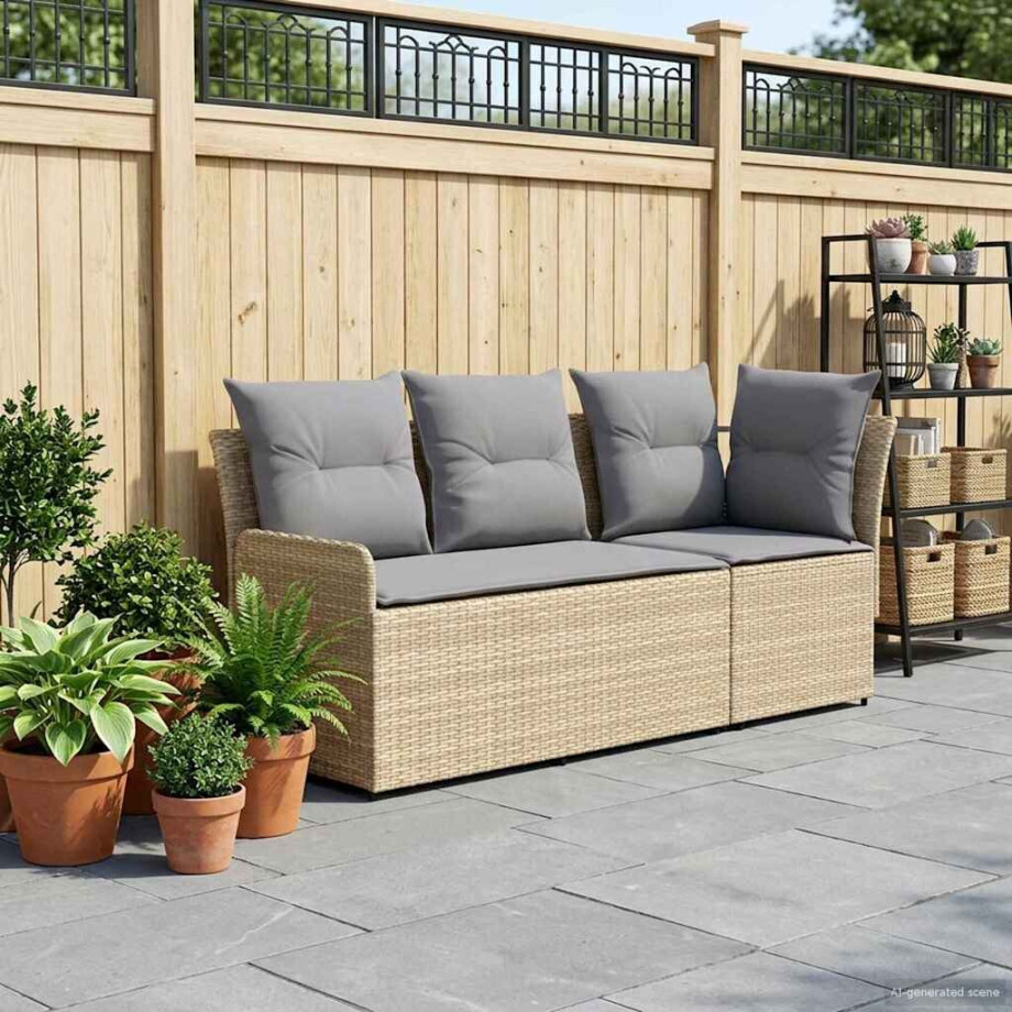 vidaXL Tuinstoel met Armleuning en Hoekbank 2 Stuk PE Rattan afbeelding 1