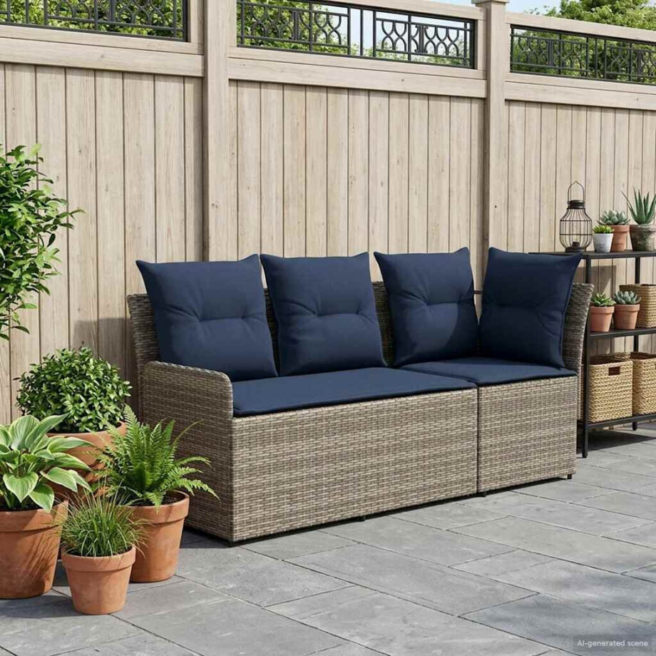 vidaXL Tuinstoel met Armleuning en Hoekbank 2 Stuk PE Rattan afbeelding 1