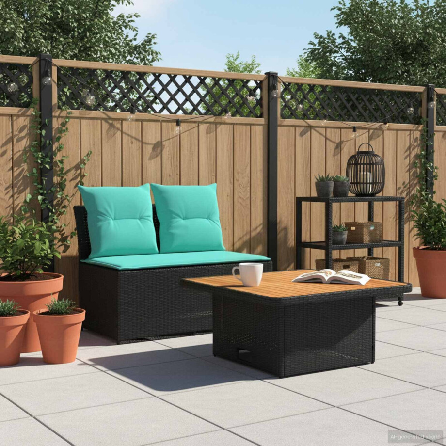 vidaXL 2 Stuk Tuin middelste sofa met uitschuiftafel poly rattan vidaXL 2 Stuk Tuin middelste sofa met uitschuiftafel poly rattan afbeelding 1