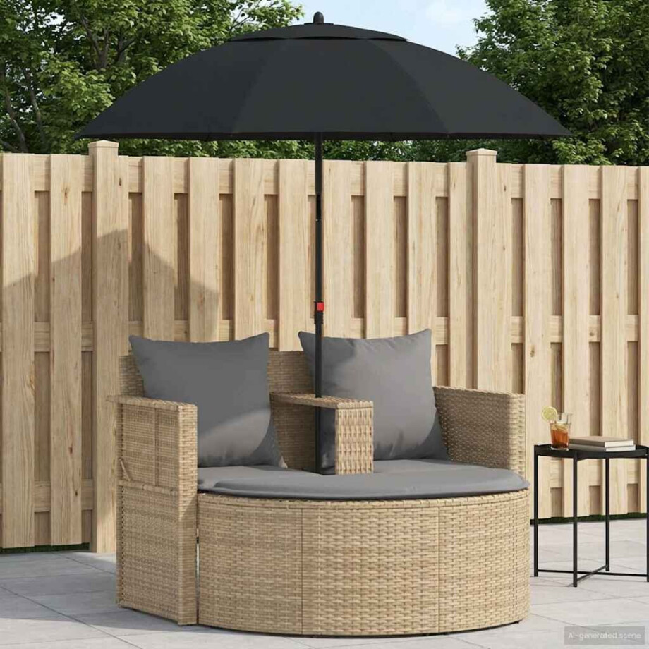 vidaXL Tuinbankstel met kussen 8 pcs Beige en Licht Grijs poly rattan afbeelding 1