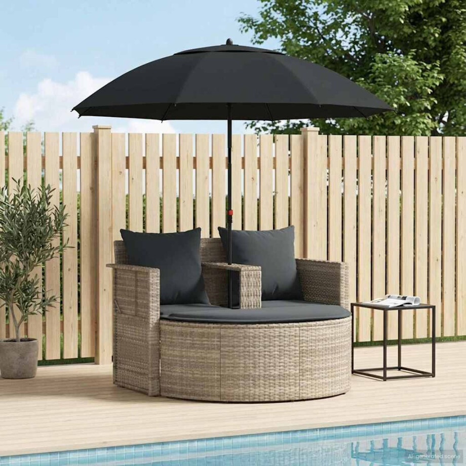 vidaXL Tuinbankstel 8 pcs Licht Grijs en Donker Grijs poly rattan afbeelding 1